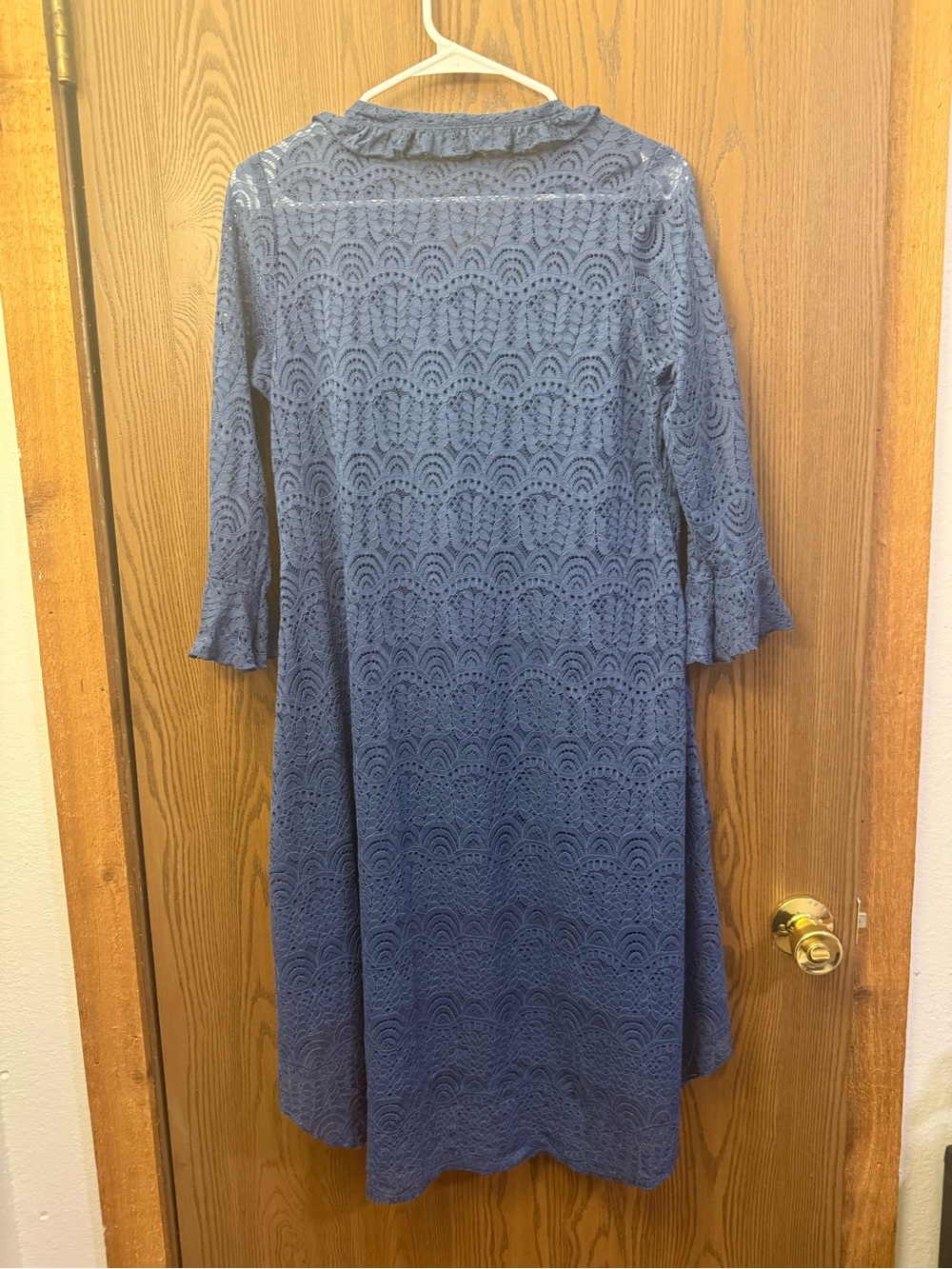 High-Low Lace Button-Front Tunic Dress - Navy Blue - Picture 2 of 3